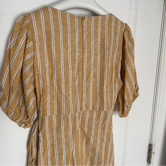 Zara Yellow Linen Blend Striped  Mini Dress size XS - Picture 9 of 10